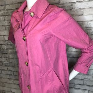 Ralph Lauren pink lightweight rain coat Petite Medium cotton poly pockets